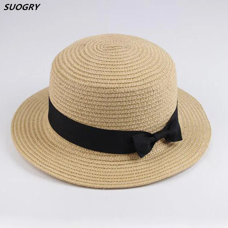 [SUOGRY] wholesale sun straw hat boater hat Women's bow summer Hats For