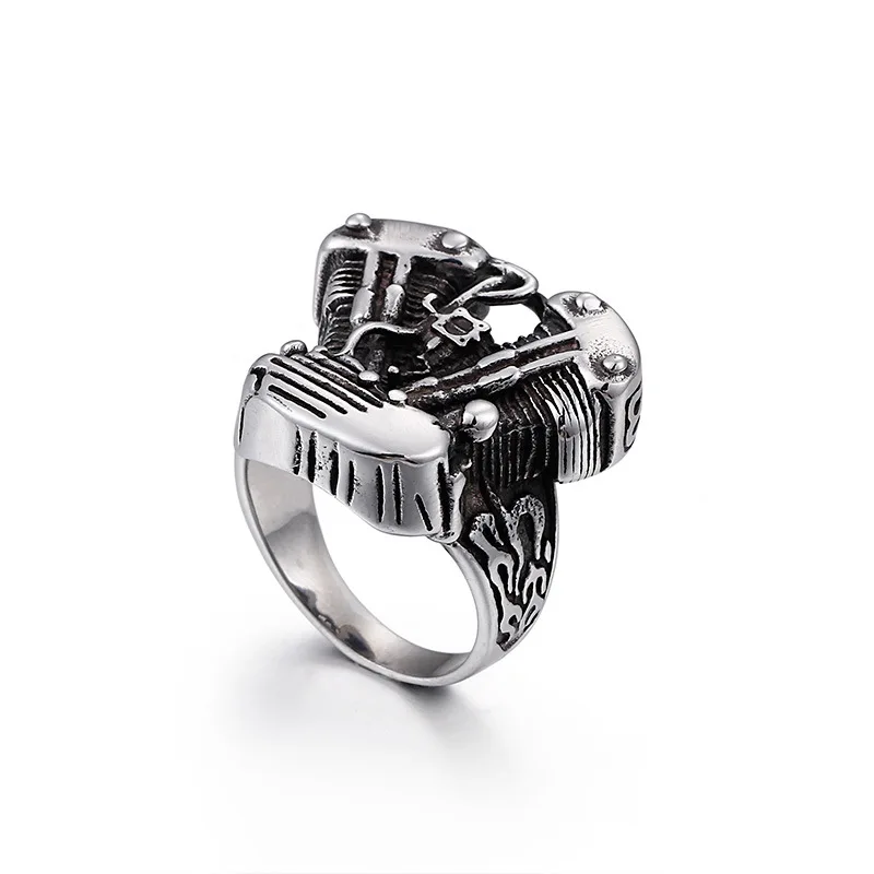 

Europe and the United States jewelry locomotive windbreak models stainless steel men's motorcycle skeleton ring