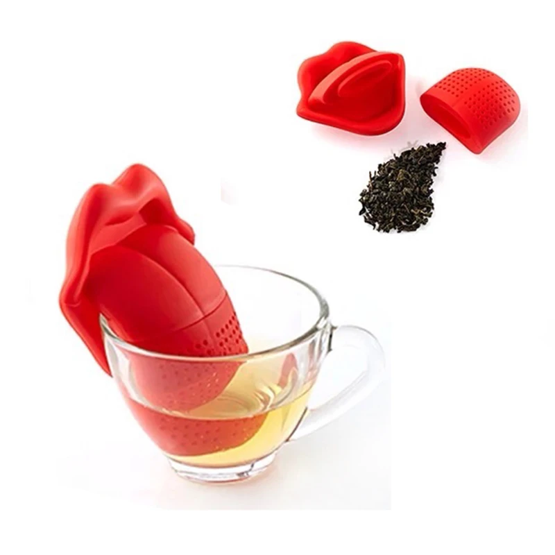 

Tea Infusores Silicone Red Mouth Tongue Teabags Tea Diffus Loose Leaf Strainer Herbal Holder Tea Coffee Punch Filter Tea Infuser