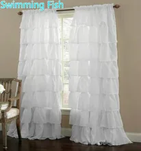 Multi-layer Lace Curtain for Girl’s Bedroom Semi-shade Blinds Sheer Curtain