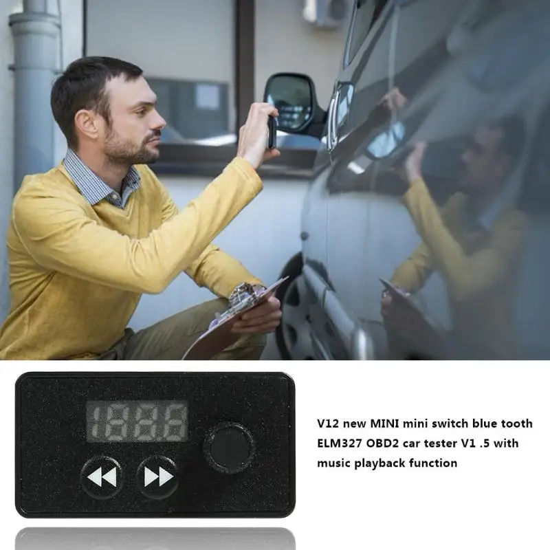 

2 in 1 Mini ELM327 Bluetooth OBD2 V1.5 Scanner FM Transmitter MP3 Player Car Maintenance Warning Tool