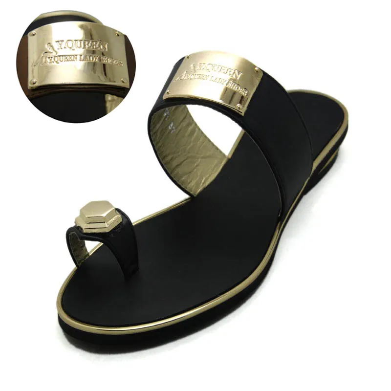 Women Slippers Brand Flip Flops Summer Sandals 2016 Flat Shoes Gladiator Sandals Women&Gold Black Pink Brown Color Woman Flats