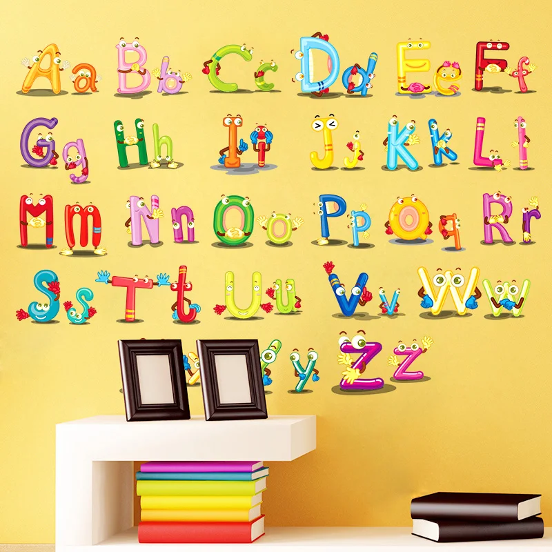 

[heatboywade]The alphabet Wall Stickers for Living room Kids room Classroom Home Decor Art Wall Decals DIY Murals