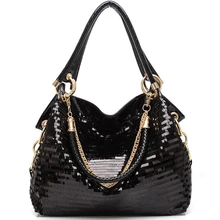 Mujeres Bolsos de Lentejuelas Lentejuelas de Alto grado de Cuero de Las Señoras de moda Brillante Bolso Famoso Diseñador de la Marca Totes Bolsos de Hombro de la Cadena