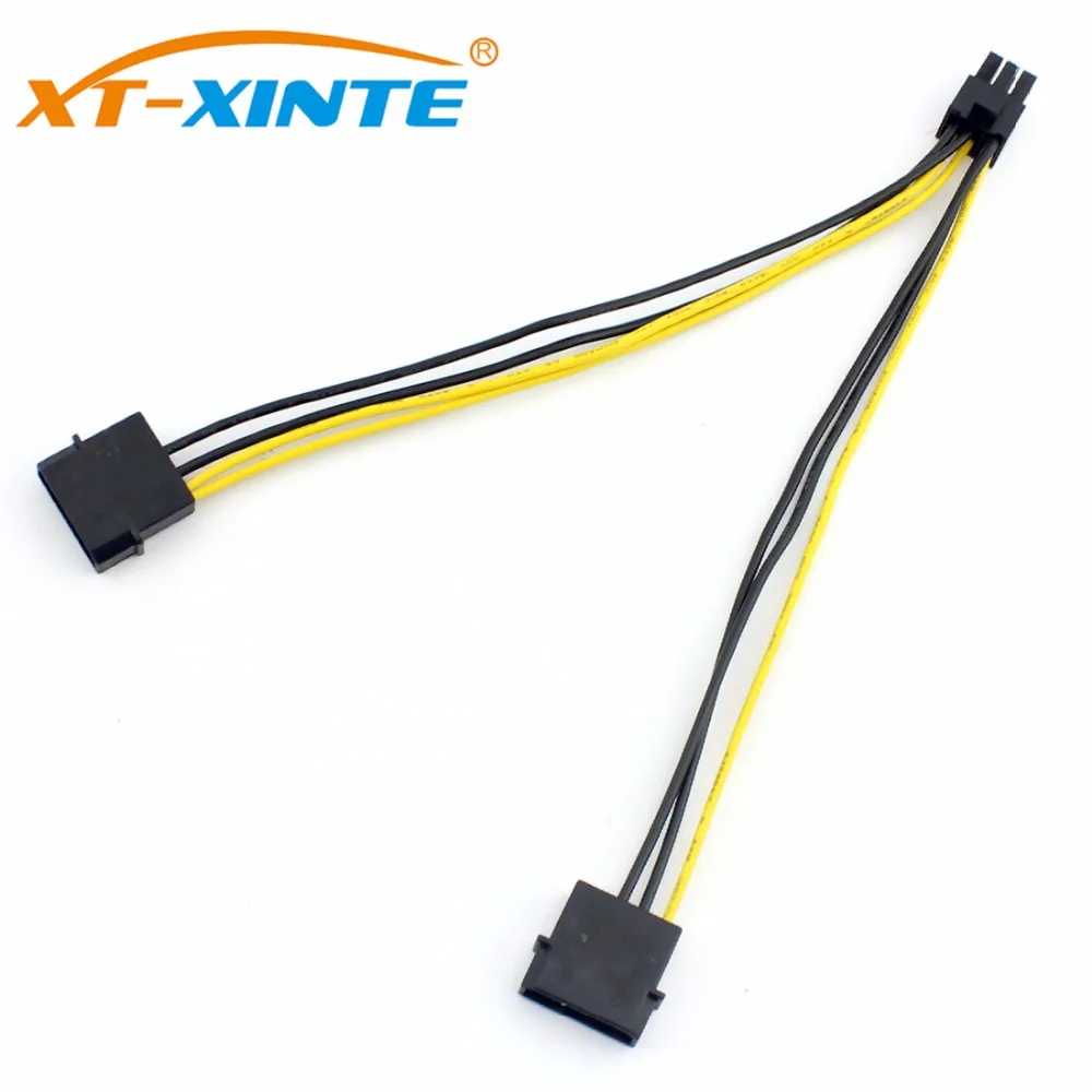 

Dual Large 4Pin to 6Pin Power Supply Cable Graphics Card Cable for Molex PCI-Express Adapter Converter Cord 18AWG 20cm for Miner