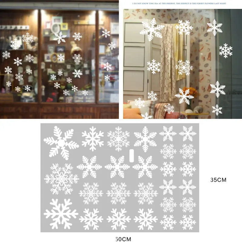 27 шт./компл. рождественские украшения Снежинка окно Стекло наклейки статический Рождество наклейки окна Snowflake наклейки