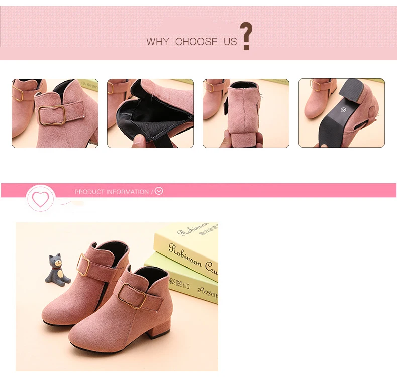 Children Shoes Girl Leather Boots Spring New Princess Ankle Zip Boots Girl Fashion Spring Shoes Kid Shoes For Girl Short boots