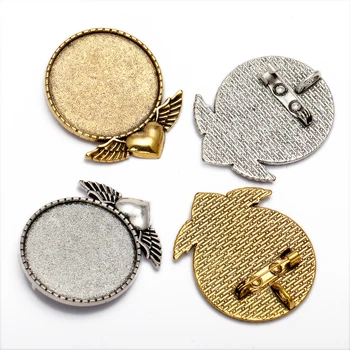 

5pcs Antique Silver Blank Base Cabochon Base Brooch Setting for 30mm Cabochon Cameo DIY Brooches Making