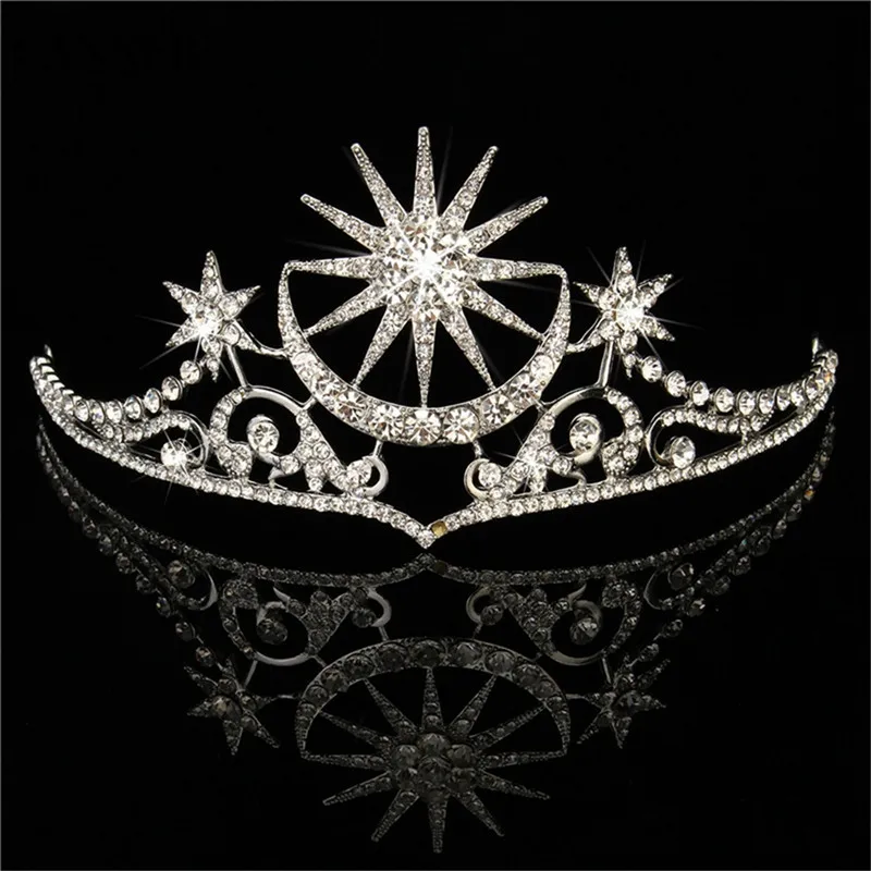 

Canner Luxury Handmade Crystal Rhinestone Bridal Crown Tiaras Star Moon Wedding Hair Jewelry Accessories