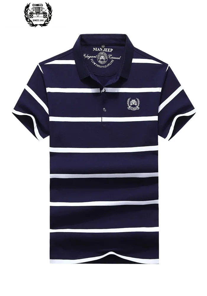 XXXXL Summer Men's Striped Cotton Polo Shirts Brand Fitness Tops Tees Short Sleeve Shirts Casual Blue and White Men CLOTHES