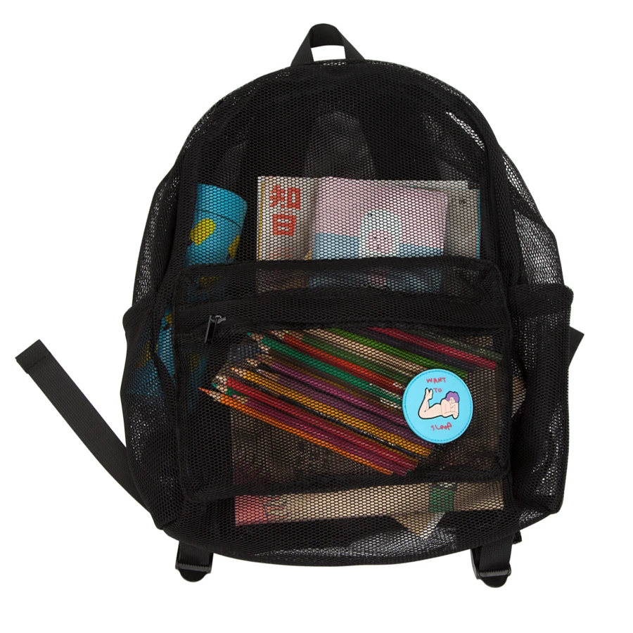 

YIZI Portable macaron colored transparent mesh cloth backpacks for girls and boys [FUN KIK]
