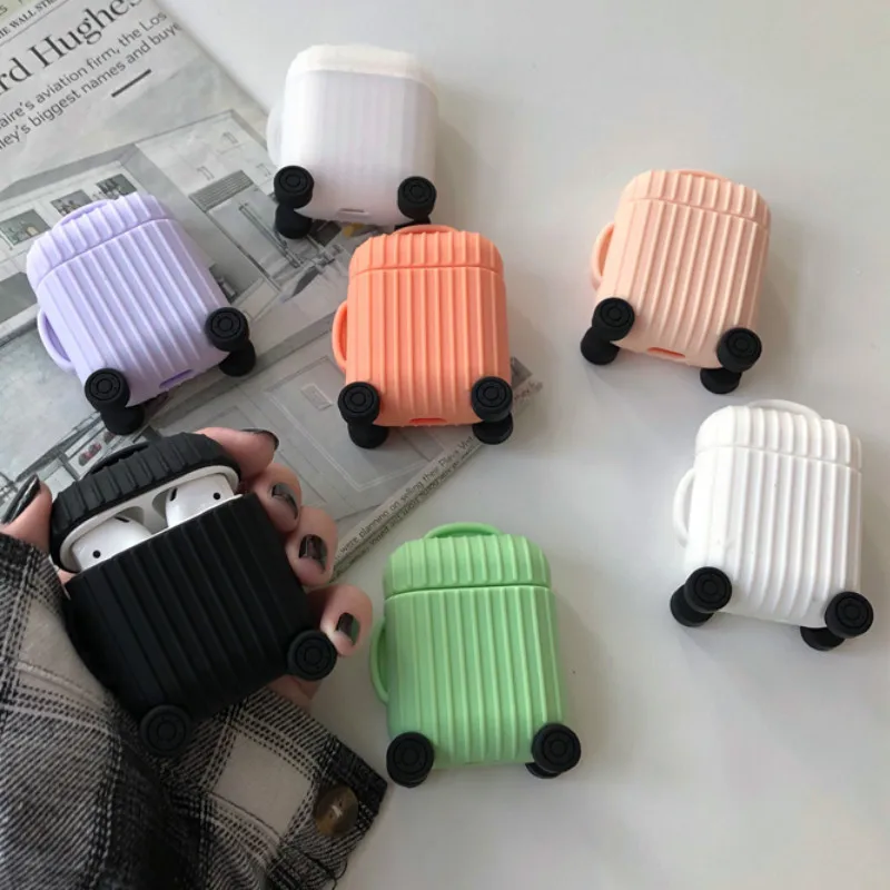 

For AirPods Case Fashion Cute Suitcase Trunk Case For Apple Airpods 2 Luggage Design Bluetooth Wireless Earphone Protect Cover