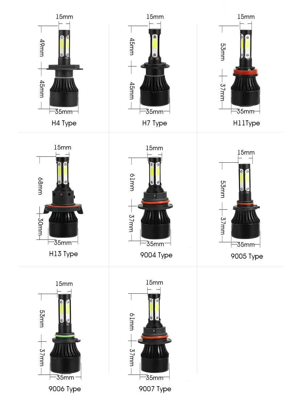 Oslamp 2 шт. H4 Led H7 H11 9004 9007 H13 9005 9006 9012 5202 Авто X7 серии автомобильных фар 100 Вт 10000lm Автоматическая головная фара 6500K