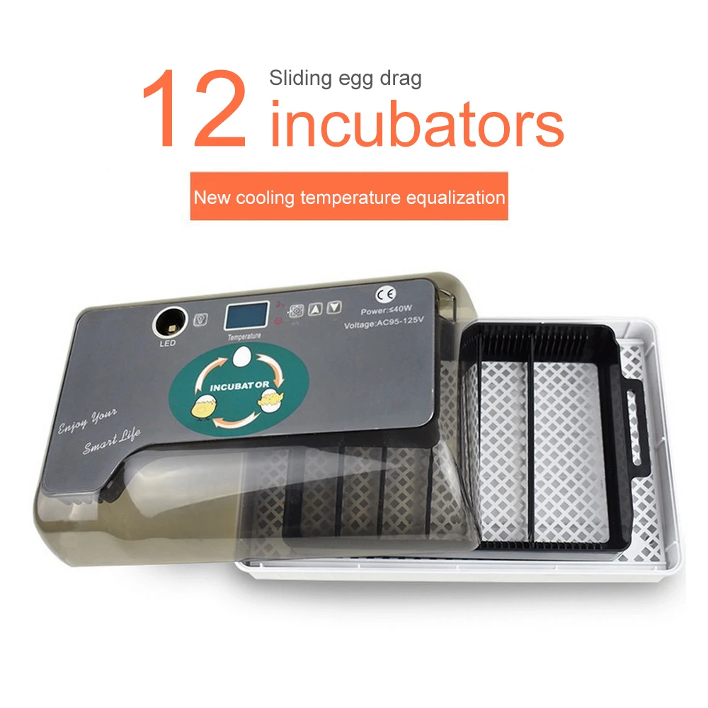 

Digital 12 Eggs Incubator Automatic Hatcher Large Capacity Practical Incubators For Chicken Duck Poultry Quail Eggs Home Use