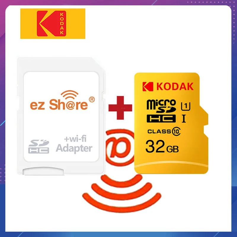 Ezshare беспроводной wifi адаптер+ Kodak Micro SD карта 16 ГБ 32 ГБ 64 ГБ 128 Гб класс 10 microsd wifi Беспроводная tf флэш-карта памяти - Capacity: U1 32G-EZ