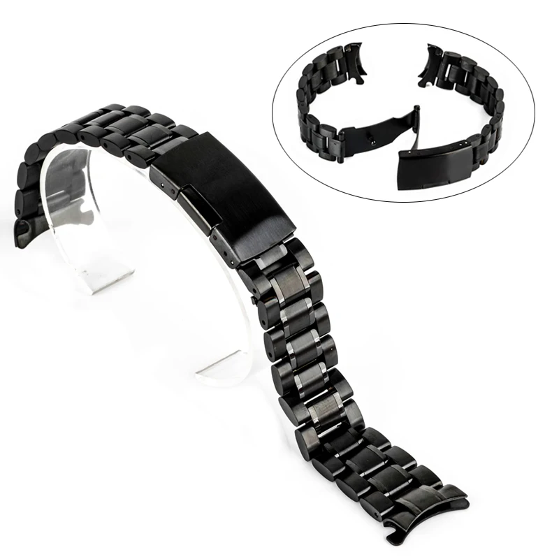 Stainless Steel Metal Strap Watch Band Unisex Bracelet Double Fold Deployment Clasp Watch Buckle18 20 22 24mm watch wrist band