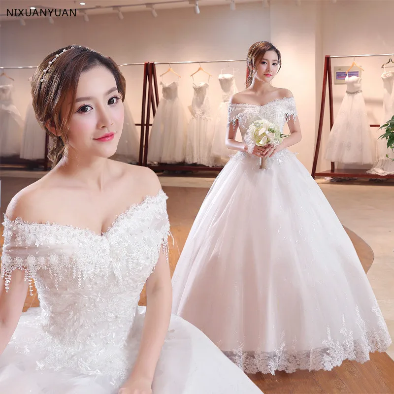 half shoulder wedding dress