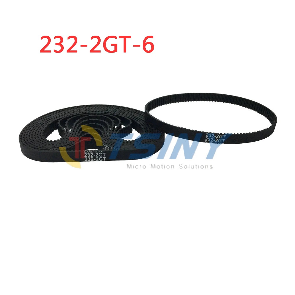 

2GT-232-6 Length 232mm width 6mm GT2 timing belt 116 teeth in closed-loop Neoprene Rubber belt Free Shipping