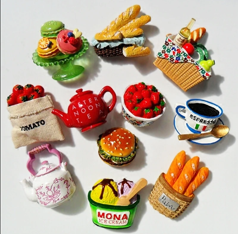 

Hand-painted Food Series 3D Fridge Magnets High Quality Creative Resin Home Decortion Refrigerator Magnetic Sticker