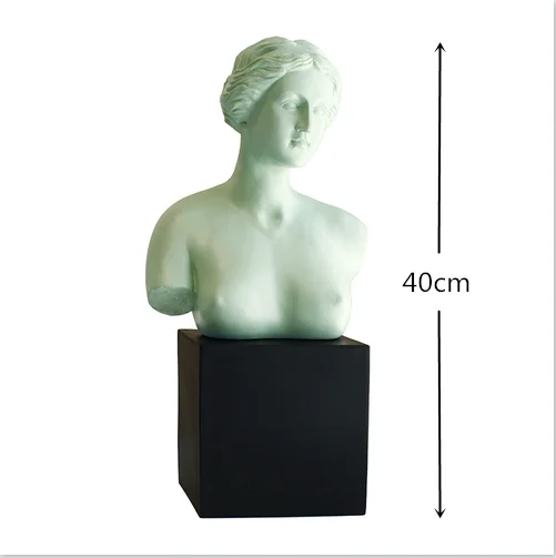 Nordic имитация гипсовой смолы Венера характер скульптура головы черное основание украшения дома ремесел греческой подарок на год - Цвет: A 40cm