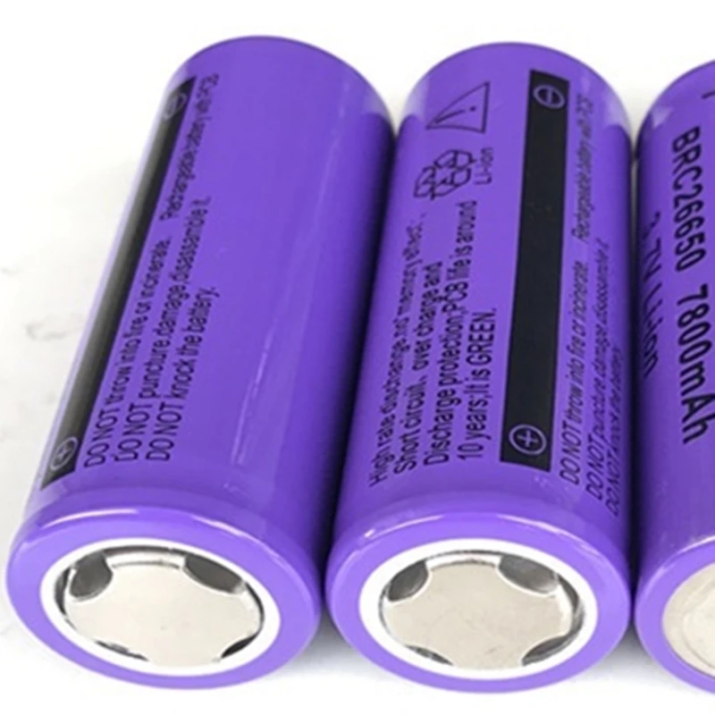 100 New Original 26650 3.7 v 7800 mah 26650 Lithium Rechargeable