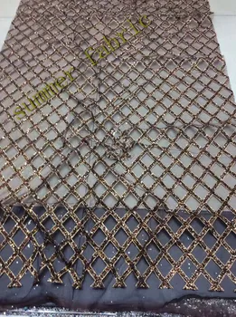 

Gold Latest African French Lace Fabric with glitter High quality African Tulle Lace Fabric New arrival guipure lace fabric