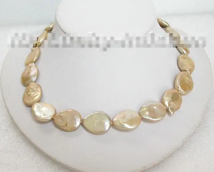 

Free shipping hot sale Women Bridal Wedding Jewelry >>21mm baroque champagne Reborn Keshi pearl necklace