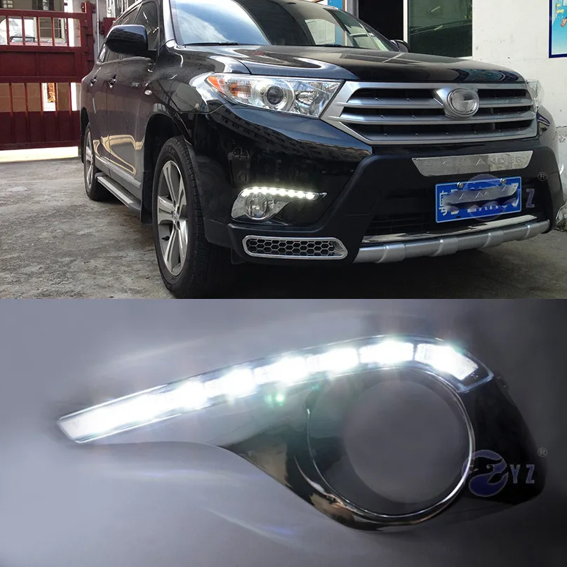 Автомобильный мигающий 1 комплект drl для Toyota Highlander 2011 2012 2013 светодиодный DRL дневные ходовые огни Дневной светильник противотуманный светильник