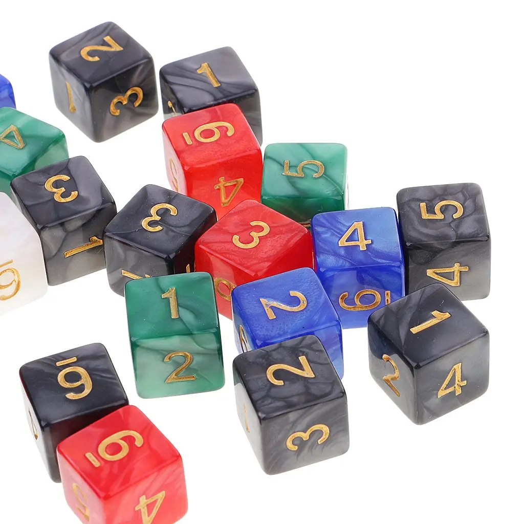 50 шт. игральные кости 6 сторонних D6 16 мм цифровые кубики с сумкой для хранения