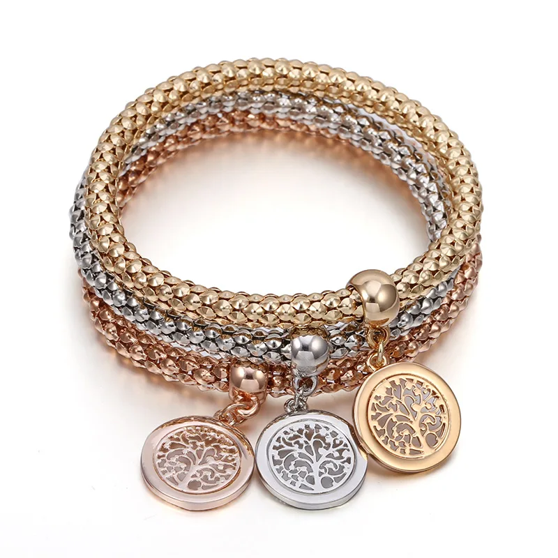 

2019 Hot European Fashion Jewelry bracelet Three-layer fashion life tree pendant bracelet Crystal from Swarovskis for Woman