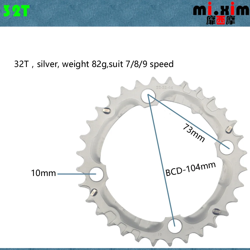 22T 28T 32T 38T 44T 48T шатун для горных велосипедов, полый шатун для дорожного велосипеда, цепь, колеса, зубной срез, запасные части, велосипедная цепь - Цвет: 32T CRMO Silver