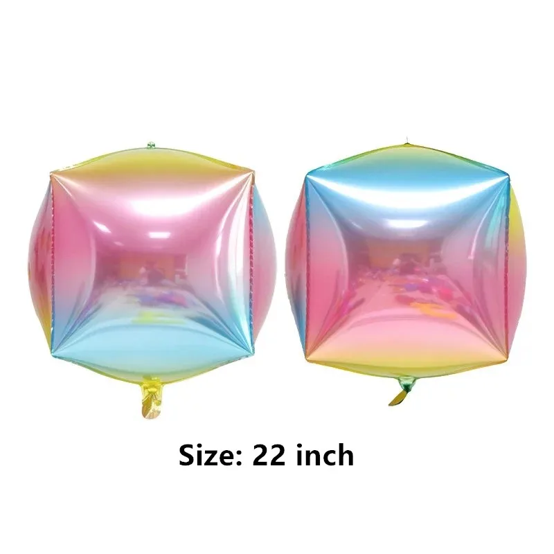 

1pcs 22inch Gradient Color 4D Disco Rainbow Square Ballons Birthday Party Decoration Balloon Photo Props Kids Toys Baby Shower