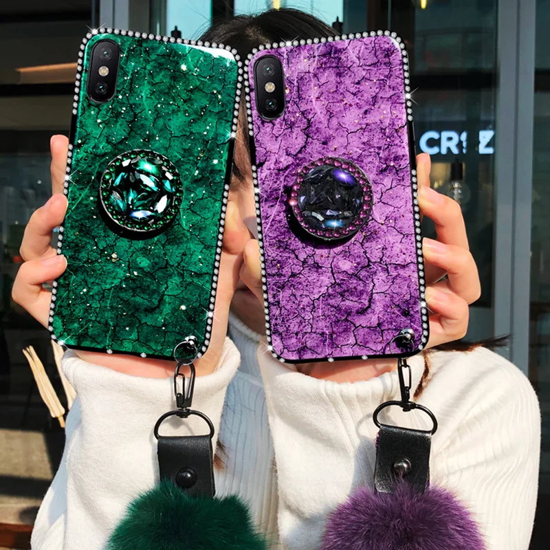 

for iphone 6 7 plus cover Ice crack gel Side drill Handset Shell Ring Luxury Soft Shell for iphone x xs xr