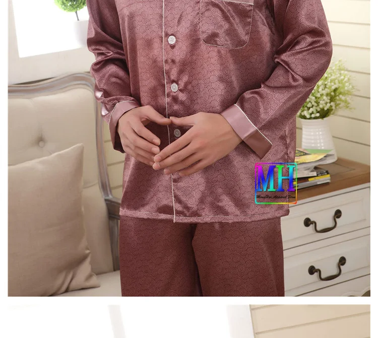 [BYSIFA] серый Для мужчин шелковые пижамы набор современной моды Стиль Мужская домашняя одежда сна гостиная плед ночное два- комплект Ночная