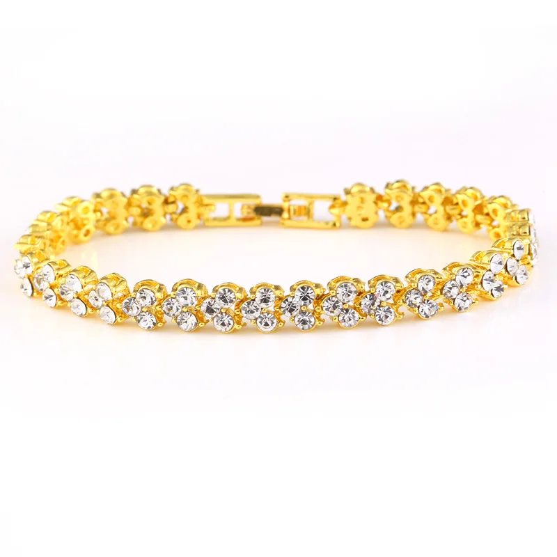 808 STORE Fine Jewelry Crystal Bracelet for Women 24k Gold Bracelet