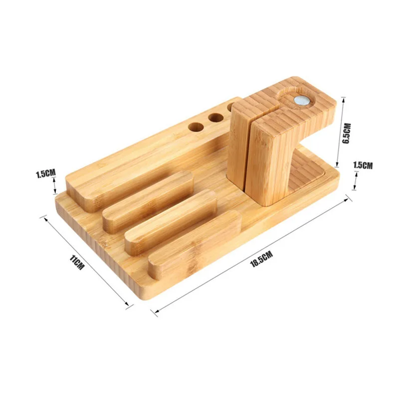Универсальная зарядная док-станция из натурального бамбука, подставка, съемный многофункциональный держатель для телефона, для iPhone, Ipad, планшета, для iWatch, стол