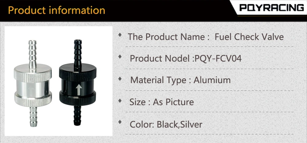 PQY-1/" 4 мм без возврата один способ обратный топливный клапан из алюминиевого сплава бензиновый дизельный PQY-FCV04