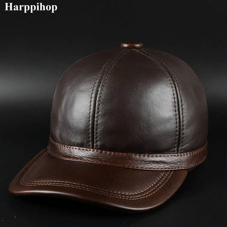 Harppihop мех осень и зима продукт рекомендуется для мужчин Кожаная шапка меховая Кепка шерстяная шапка - Цвет: Черный