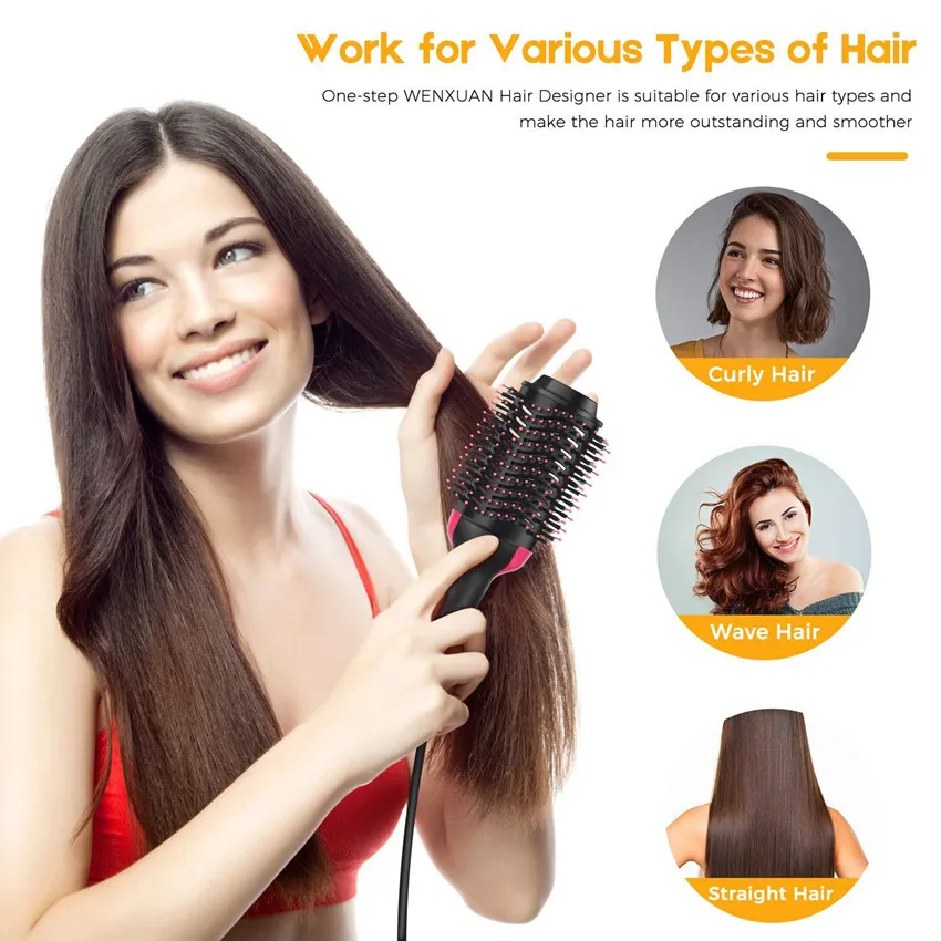 Escova de Cabelo Quente em Linha Ferramenta de Estilo de Cabelo Multi-função Emaranhado Detanglin Pente Infravermelho Ânion Negativo ar Reta Dropshipping 3-em-1 6 pente infravermelho ânion negativo ar quente em