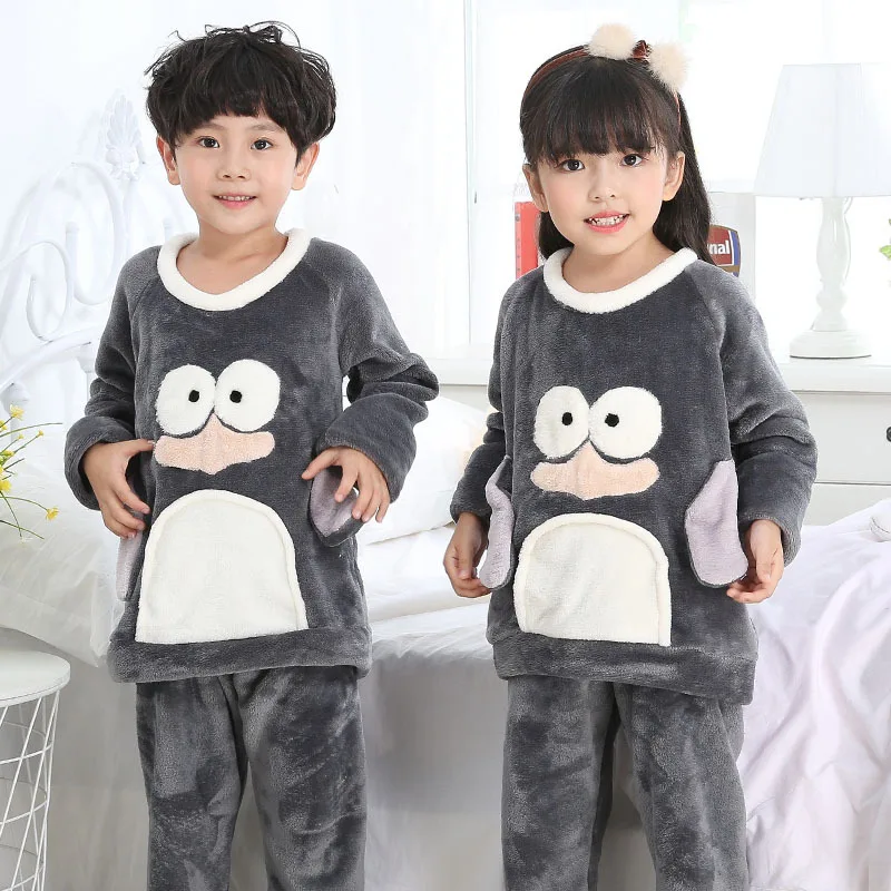 Осенне-зимняя детская флисовая Пижама домашняя одежда Пижама для мальчиков теплая фланелевая одежда для сна одежда для отдыха для девочек детские пижамы из кораллового флиса