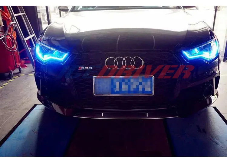 Icedriver для AUDI A6 S6 DRL RGB многоцветный светодиодный доски 2013- Противотуманные фары красные, синие демон освещение для глаз лампы