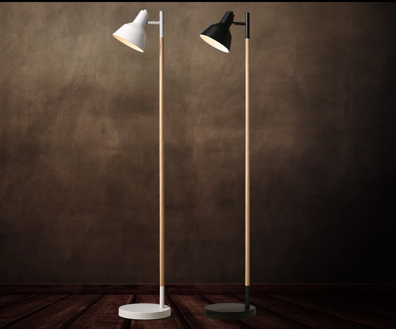 

Fashion Nordic solid wood floor lamp simple modern Japanese living room study bedroom bedroom vertical fishing light MZ4