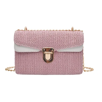 

LJL-Weaving Crossbody Bags For Women Summer Small Messenger Shoulder Bag Lady Lock Purses And Handbags Female Travel Hand Bag