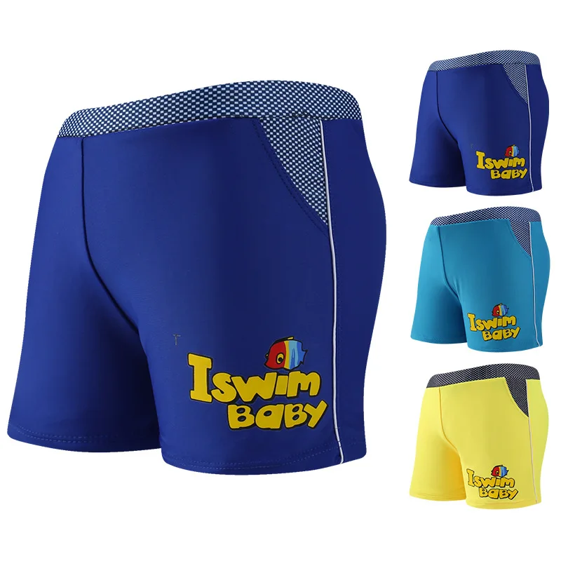 New Children's Swimming Trunks Teenage Boys Plain Boxer Shorts With