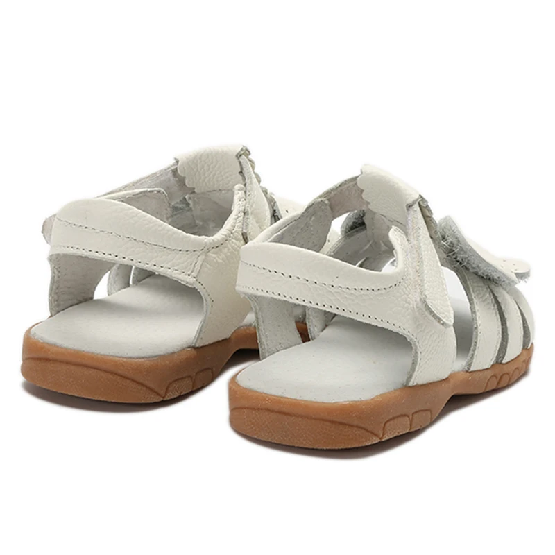 New Summer Children Sandals for Girls Genuine Leather Bowtie Princess Shoes Kids Beach Sandals Baby Toddler Shoes White