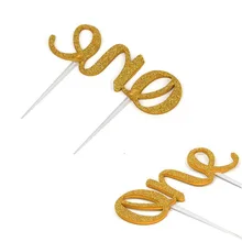 Пользовательские лук золотой блеск один торт вставлены карты кекс Picks выбор, ребенок душ/Дети первый день рождения украшения для праздника