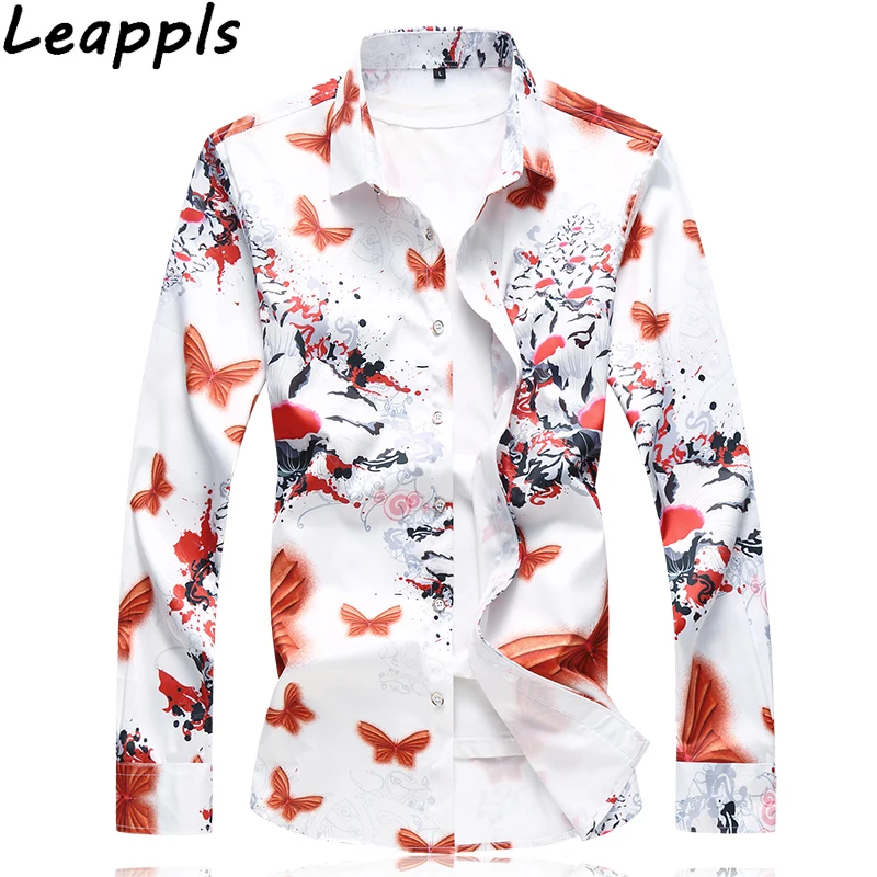 

leappls Plus size 6XL 7XL Shirts men dress Casual Long sleeve men shirt camisa social Hawaiian shirt male printing Shirts