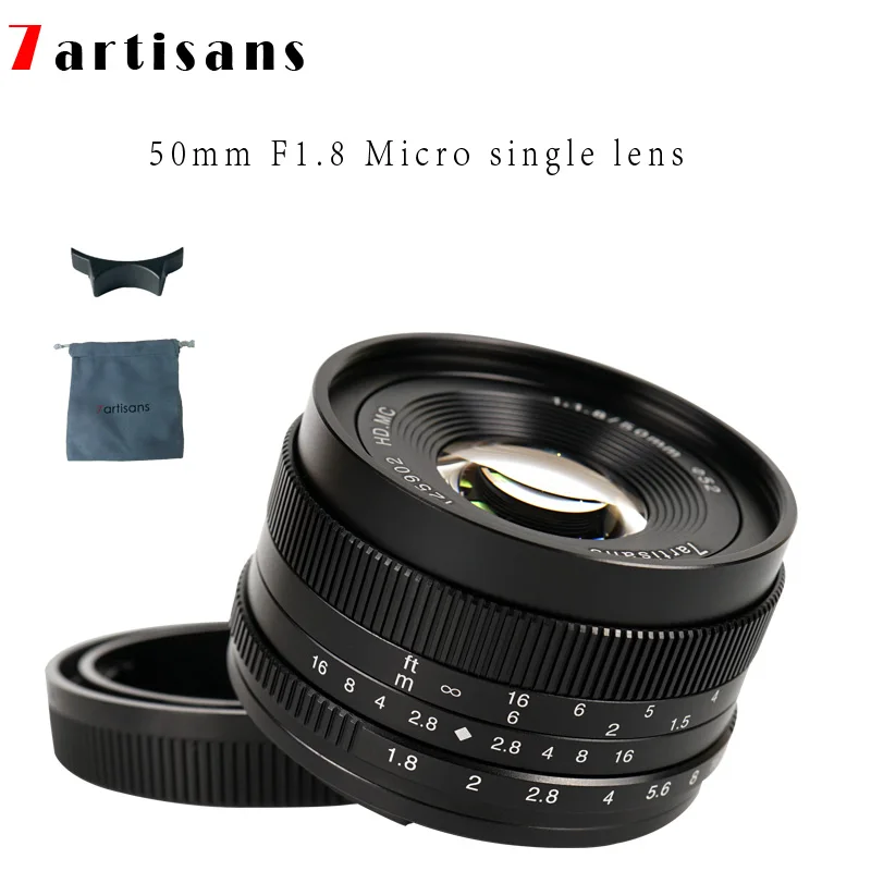 

7artisans 50mm f1.8 Large Aperture Portrait Manual Focus Micro Camera Lens for Canon eos-m Mount E-Mount Fuji FXmount M43 Mount