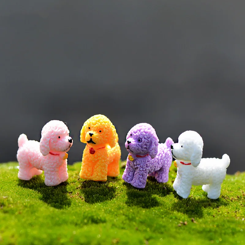 4 шт./лот миниатюрная фигурка собаки с кудрявыми волосами стоячая игрушка сидя