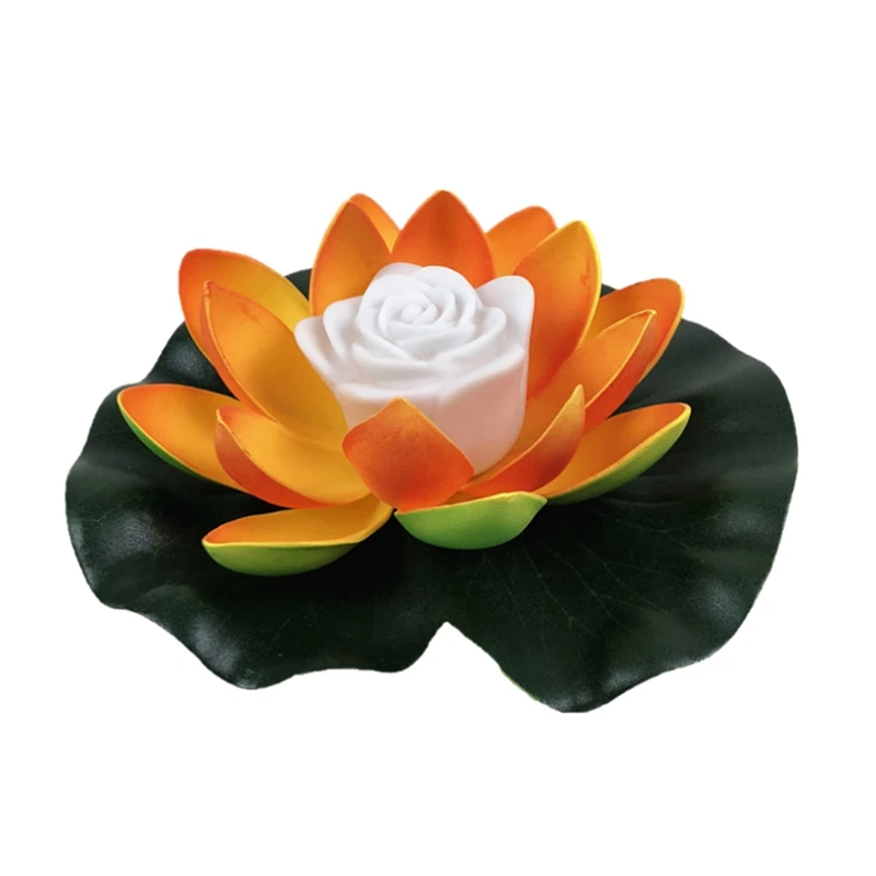 18-28cm Artifical Floating Lotus Solar Powered Night Light LED Energy Saving Lotus Lamp For Garden Pool Pond Fountain Decoration